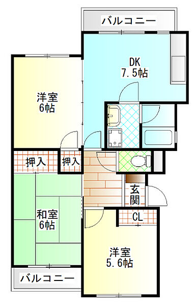 グリーンマンション　テラ 303｜神奈川県小田原市蓮正寺(賃貸マンション3DK・3階・57.55㎡)の写真 その2