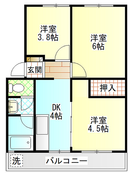 ブランヴェール C4｜神奈川県小田原市扇町２丁目(賃貸マンション3DK・4階・39.75㎡)の写真 その2