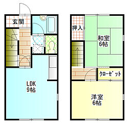 パストラル奥津A 1階2LDKの間取り