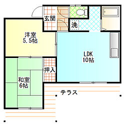 コーポ木村 1階2LDKの間取り