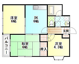 セレーノ東町2 3DKの間取図画像