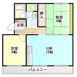 第3木村ハイツ 2LDKの間取図画像