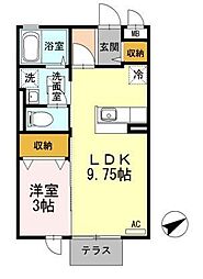 スリーエイト扇 1LDKの間取図画像