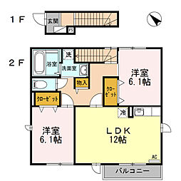 グレイスB 2LDKの間取図画像