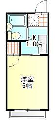 シティハイム池上B 1Kの間取図画像