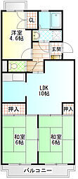 府川マンション 3LDKの間取図画像