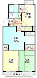 第2府川マンション 3LDKの間取図画像