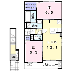 アライブガーデン2 2LDKの間取図画像