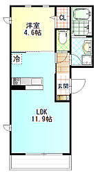 センチュリーハイム鴨宮 1LDKの間取図画像