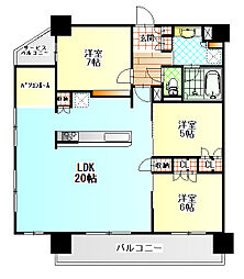 レーベン小田原THETOWER 3LDKの間取図画像