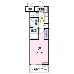 エスポアメゾン 1Kの間取図画像