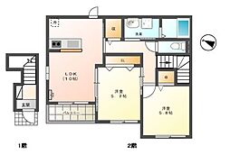 イチリ庵 2LDKの間取図画像