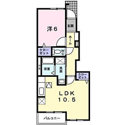 サン・カーサ 1LDKの間取図画像