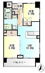 パノラマ南鴨宮 2LDKの間取図画像