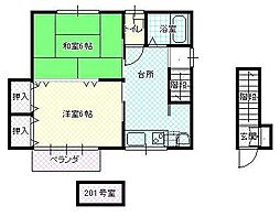 サンエイハイツ 2DKの間取図画像