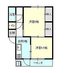 霞雅ビルB棟 2Kの間取図画像