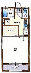 サントロペ 1Kの間取図画像