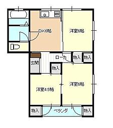 コーポやよい 3DKの間取図画像
