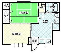 サンエイハイツ 2DKの間取図画像