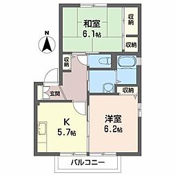 JR奥羽本線 羽前千歳駅 沖の原下車 徒歩3分の賃貸アパート 2階2Kの間取り