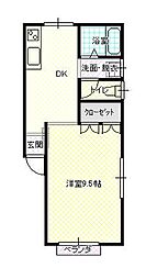 ハイツグリンデル 1DKの間取図画像