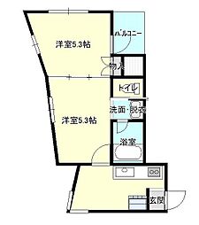 コア上町 2Kの間取図画像