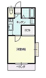 JR山形新幹線 山形駅 バス17分 山形警察署前バス停下車 徒歩5分の賃貸アパート 2階1Kの間取り