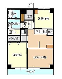 あさひケ丘マンション 2LDKの間取図画像