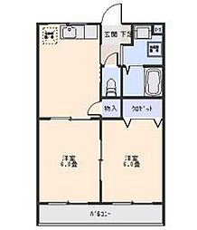 ライフステージサンスクエア上町 2DKの間取図画像