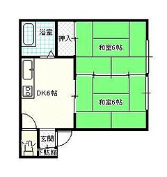 甲子ハイツ 2DKの間取図画像
