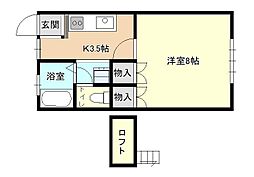メゾンドールマーク2 1Kの間取図画像