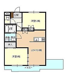 ロングヒル嶋 2LDKの間取図画像
