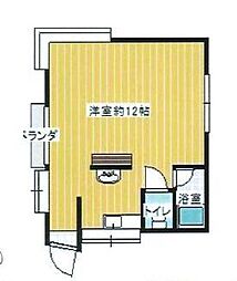 AOTAフラットユー ワンルームの間取図画像