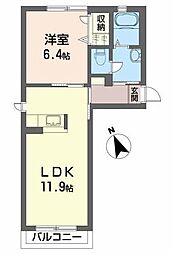 コンフォータブルB 1LDKの間取図画像