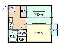 メゾンユートピア 2Kの間取図画像