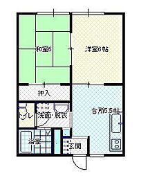 ハイツ松見 2DKの間取図画像