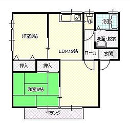 リバーサイドヒルズ・K 2LDKの間取図画像