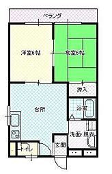 メゾンパークサイド 2DKの間取図画像