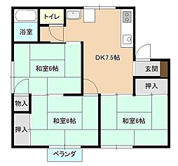 レジデンスピーコックA 3DKの間取図画像