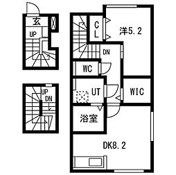 山形市東山形1丁目アパート 1LDKの間取図画像