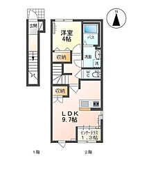 アーバンハイツ南原 1LDKの間取図画像