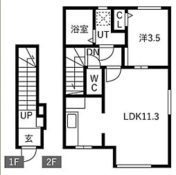 山形市諏訪町1丁目アパート 1LDKの間取図画像