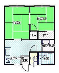 コーポアカデミー 2Kの間取図画像
