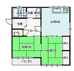 コーポ岡崎 2DKの間取図画像