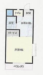 倶楽部ホワイトキャッスル 1Kの間取図画像