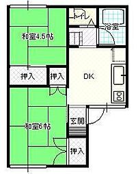 レジデンスひまわり 2Kの間取図画像