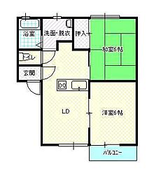 ローレルさくら 2DKの間取図画像