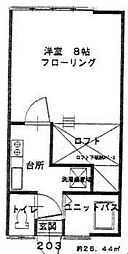 レジデンスコルネ 1Kの間取図画像