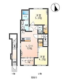 ノアガーデン 2LDKの間取図画像