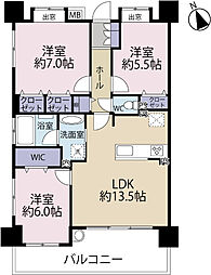 セルカディア鎌ケ谷大仏 3LDKの間取図画像